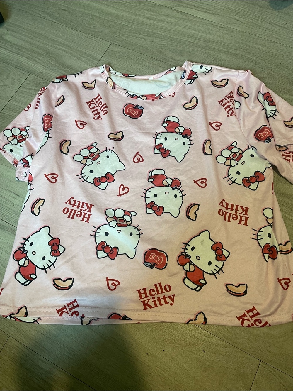 Hello Kitty Pink Short Sleeve Tee with Red Accents